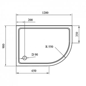 Поддон Cezares SMC TRAY-M-RH-120/90-550-35-W-L  120х90