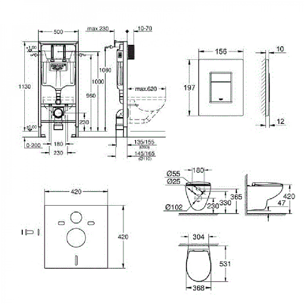  инсталляции с унитазом Grohe Solido 39586000(5в1)  по .