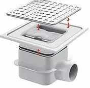 Трап горизонтальный комбинированный нерж сталь/пластмасса АВС 100х100 мм Gebo 615