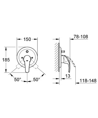 Панель для ванны/душа GROHE EUROSMART 19450001 без механизма