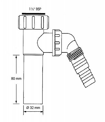 Отвод для слива стиральной машины 1 1/2 X 32 TEE 2