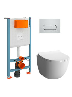 Инсталляция с унитазом сиденье микролифт, клавиша хром Vitra Sento 9830B003-7212