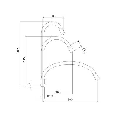 Излив для кухни, силикон, 500 мм, гибкий, серый, IDDIS, 995FB50G5SM
