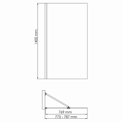 Стеклянная шторка на ванну 80х140 WasserKRAFT Schunter 82S02-80 Fixed профиль золотой матовый