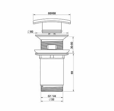 Донный клапан для раковины с переливом 1 1/4 Wonzon & Woghand, черный матовый ww-88ss08-mb