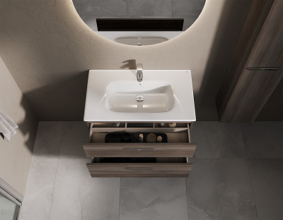 Тумба под раковину Roca Victoria 80 городской дуб 2 ящика A857470402