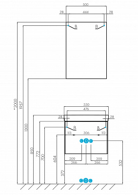 Тумба под раковину Aquaton Марти 55 ясень шимо 1A263201MY010