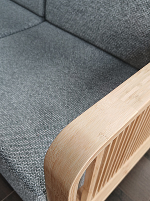 Диван на каркасе из бамбука с подушками Nature Bamboo+ Grey Fabric 1340 FN-060D-1
