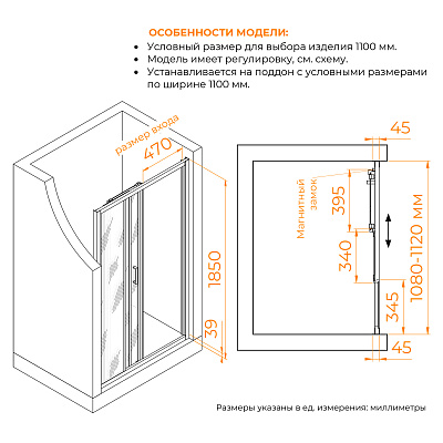 Душевая дверь RGW CL-111 1000