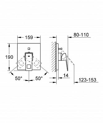 Смеситель для ванной GROHE EUROCUBE 19896000 без механизма