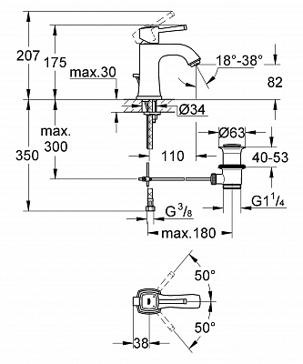 Смеситель для умывальника GROHE GRANDERA 23303000