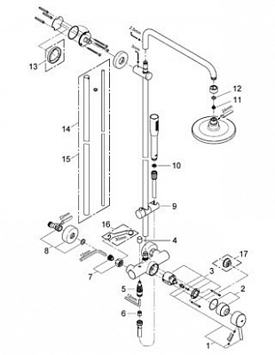 Душевая система GROHE EUPHORIA 27296001 кронштейн 450мм душ Euphoria Massage