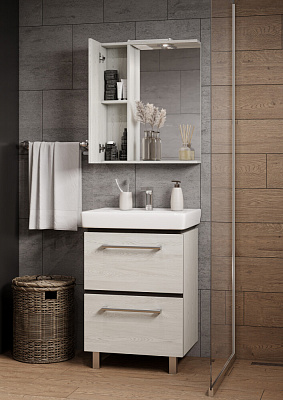 Тумба под раковину 60см AQUATONPRO Ронда 60 1A205001RSC20 белый/дуб сомерсет (под раковину 100176)