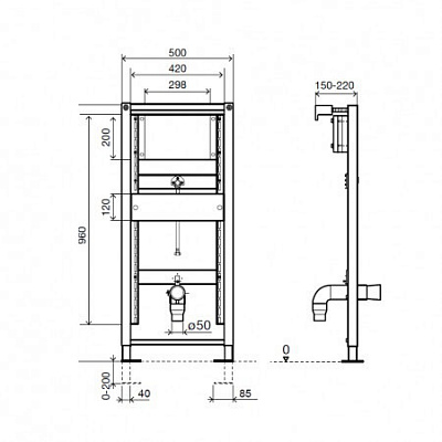 Инсталляция EURO II URINAL (0500*1150*0120), OLI 136179