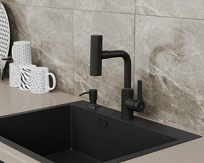 Смеситель для кухни с поворотной лейкой RUSH Tinos TI3732-17Black