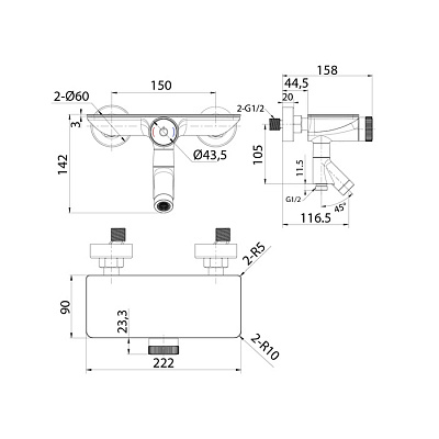 Смеситель для ванны с управлением Push Control IDDIS Shelfy SHESBBTi02WA