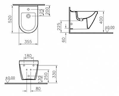 Биде подвесное Vitra S50 52 см 5324B003-0288