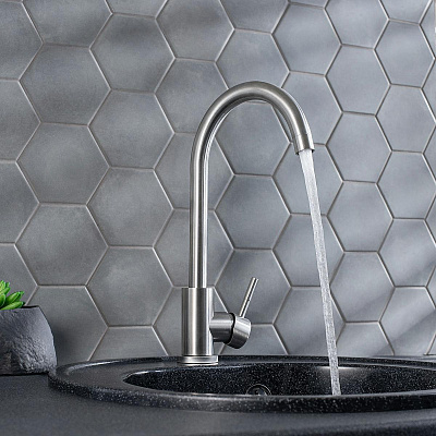 Смеситель для кухни SUS124-017F РМС Нержавеющая сталь