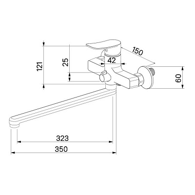 Смеситель для ванны с длинным изливом Milardo Demi DEMSB00M10