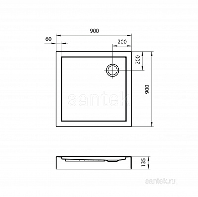 Душевой поддон Santek Палермо 90х90 квадратный белый 1WH302476