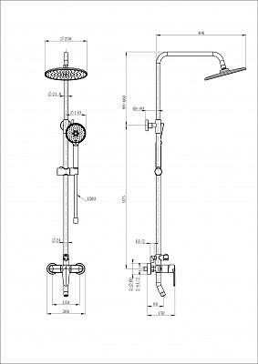 Душевая система Wonzon & Woghand, Брашированное золото WW-B2168-A-BG