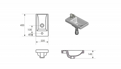 Раковина COMO 40 Cersanit Velvex S-UM-COM40/1-w