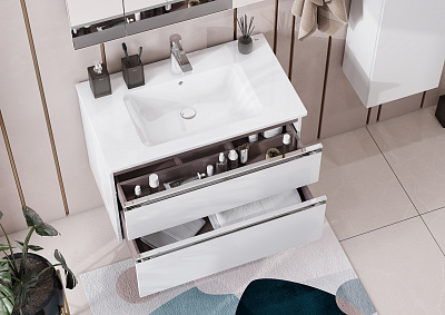 Тумба под раковину Roca The Gap 80 белый глянец 2 ящика A857399806