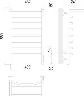 Полотенцесушитель электрический Terminus Классик с полкой П6 400*850 quick touch 4670078531407