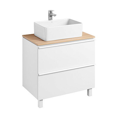 Тумба под раковину Aquaton Хюгге 75 2 ящика белый матовый, 1A282301HG2B0