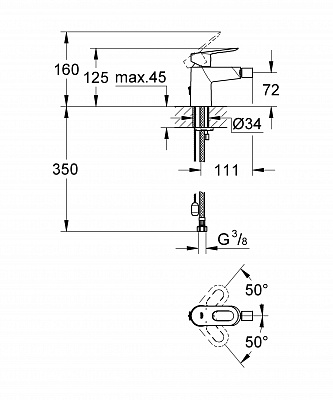 Смеситель для биде GROHE BAU LOOP 23339000 цепочка