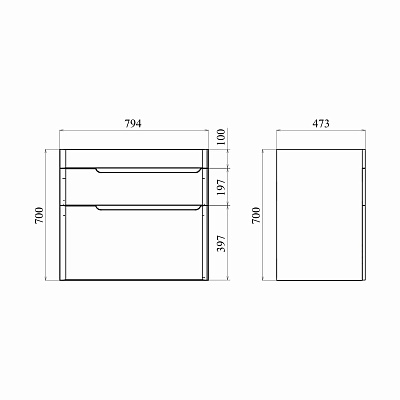 Тумба напольная MIRSANT Flat 80/2 УТ000099164 (раковина Astra 80)