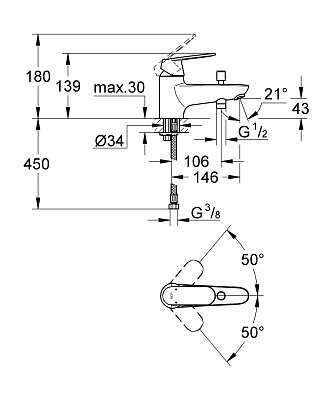 Смеситель для ванны Grohe ESM Cosmo 32836000