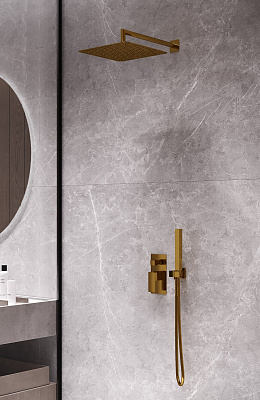 Смеситель встроенный для душа QUBIC Matt Gold Boheme 474-3-MG