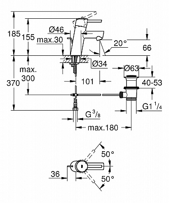 Смеситель для умывальника GROHE CONCETTO NEW 32204001