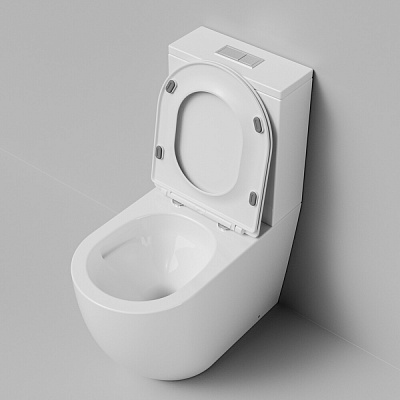 Унитаз напольный Grossman GR-4494SQ безободковый, белый с тонкой крышкой, микролифт, смыв