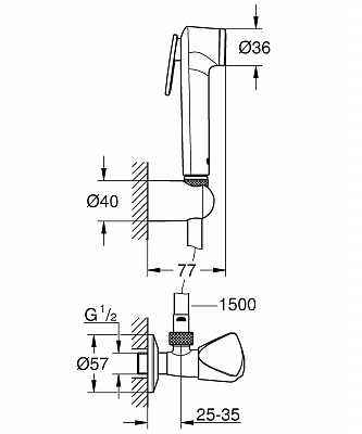 Лейка гигиеническая GROHE TEMPESTA 26357000 1 режим