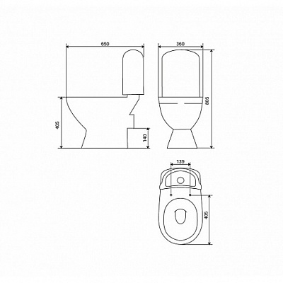 Бачок для унитаза Iddis (без крышки) Skif  SKI0000i80 (м/о расстояние 16см, нижний подвод воды)