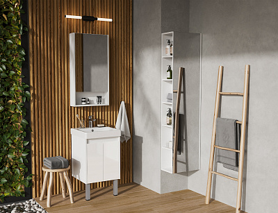 Тумба с раковиной AQUATON Сканди Doors 45 белый глянец/белый матовый 1A278701SD010