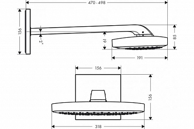 Hansgrohe  Raindance Seiect E 300 3 Jet верхний прямоугольный душ с держ.390 мм ,белый хром 26468400