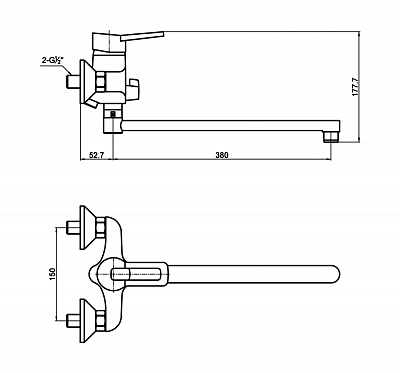 Смеситель для ванны с душем с длинным изливом Timo Junior INOX 1905Y-CR chrome