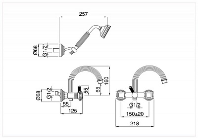 Смеситель для ванны и душа CEZARES OLIMP-VD OLIMP-VD-02-Sw