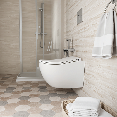 Унитаз подвесной безободковый торнадо D&K München DT1566516 микролифт