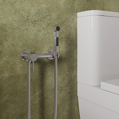 Смеситель с гигиеническим душем на эксцентриках, хром глянцевый, Tidy, Milardo, TIDSB15M08