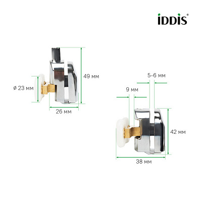 966D23C6DZ Ролик для душевой зоны двойные, 2 верхних + 2 нижних, стекло 5-6 мм, пластик, хром