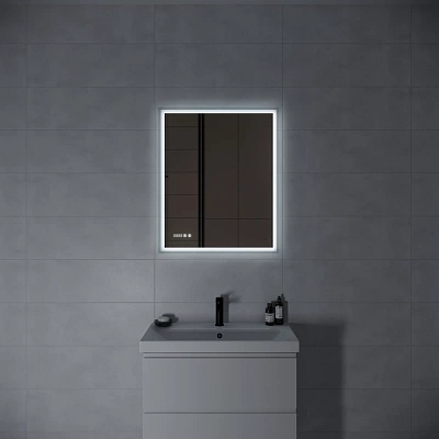 Зеркало с LED подсветкой 70x85 Cersanit 080 design pro часы с антизапотеванием