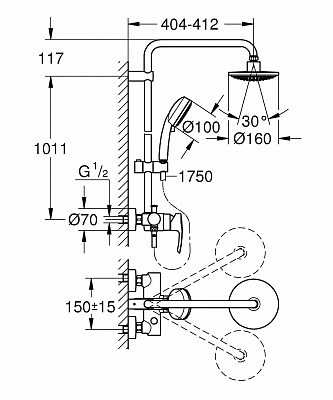 Душевая система GROHE TEMPESTA NEW COSMO160 26224000