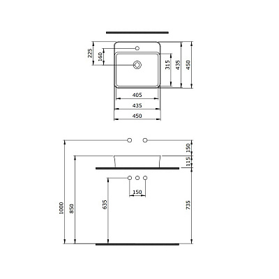 Раковина Berges Ego SL накладная 45x45 см с отверстием под смеситель 182014