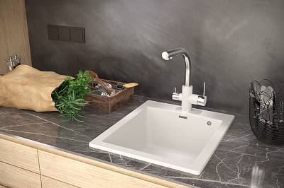 Мойка для кухни кварцевая Paulmark Praktisch PM105152-WH
