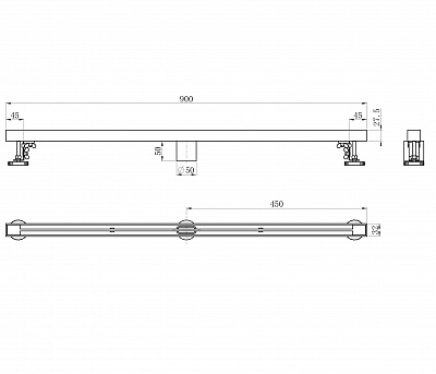 Душевой трап 90 см Wonzon & Woghand, темный графит ww-65409t-gm