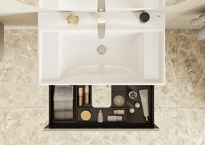 Тумба под раковину Roca Ona Ivory 800 слоновая кость, 2 ящика, ZRU9307862